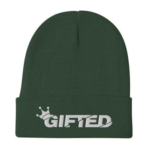 Gifted Crown White – Embroidered Beanie